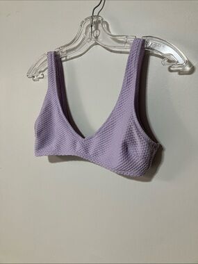 Aerie Waffle Knit Lounge Bralette Lilac Lavender Wireless Crop Bra Size Medium